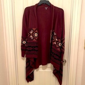 Charlotte Russe aztec cardigan / shrug burgundy, white, black cream women‎ sz XL